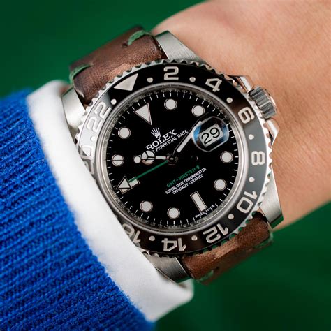 rolex gmt on leather strap|bob's rolex leather straps.